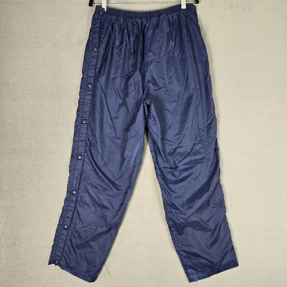 Adidas Tear Away Track Pants Mens Medium Navy Blue Snap Button Lined‎ Logo